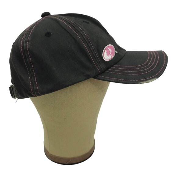 Mossy Oak Black Pink Distressed Tuck Strap Adjustable Cap Trucker Baseball Hat - Picture 11 of 13